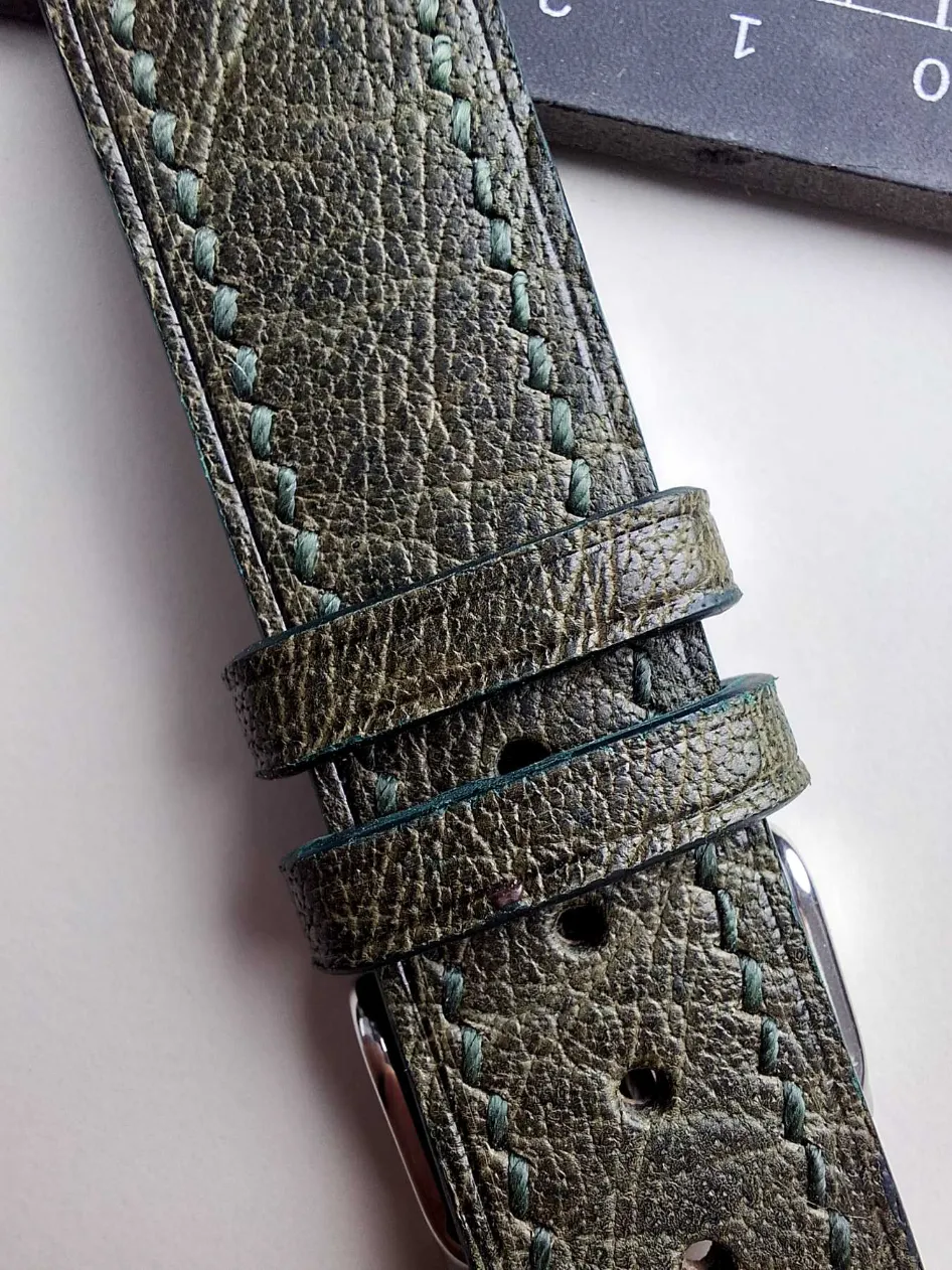 cassido green waxy leather watch strap detail cassido green waxy leather watch strap detail
