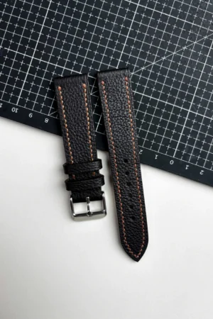 indian pebble grain leather watch strap by nakshara