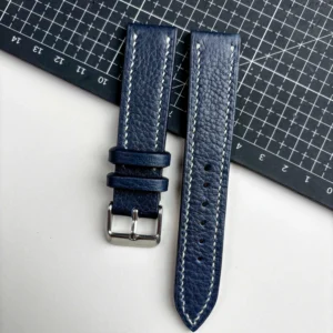 premium navy blue togo leather watch strap terra lining nakshara