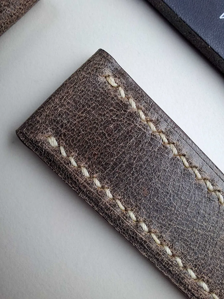 signature brown leather watch strap cream stitching detail signature brown leather watch strap cream stitching detail