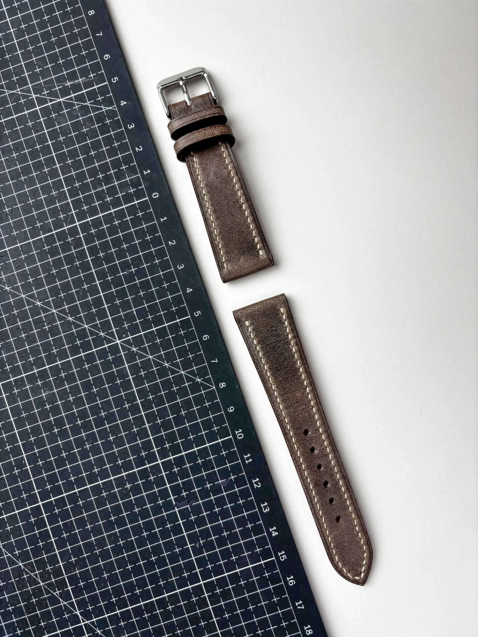 signature brown leather watch strap cream stitching full signature brown leather watch strap cream stitching full