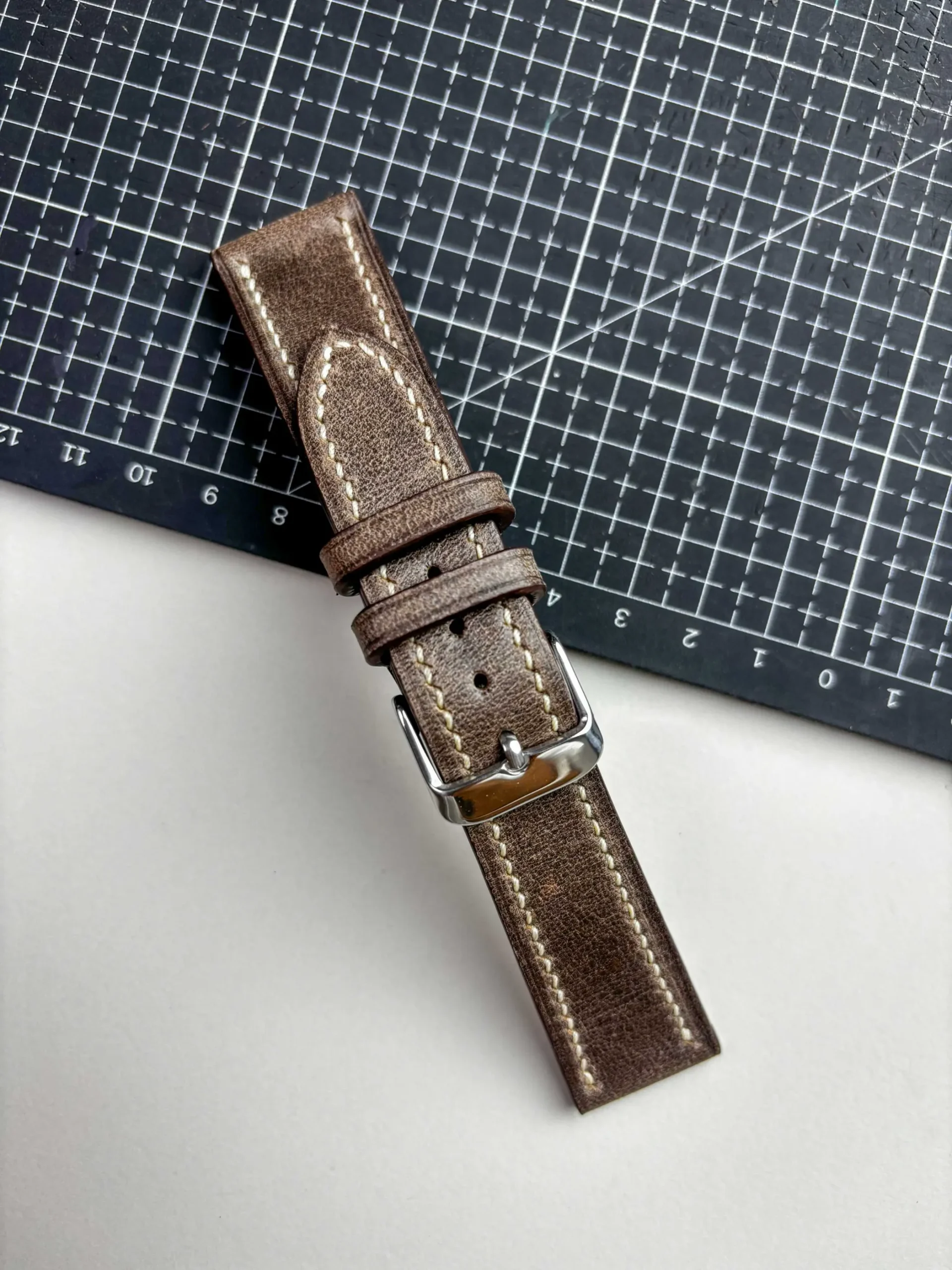 signature brown leather watch strap cream stitching top signature brown leather watch strap cream stitching top