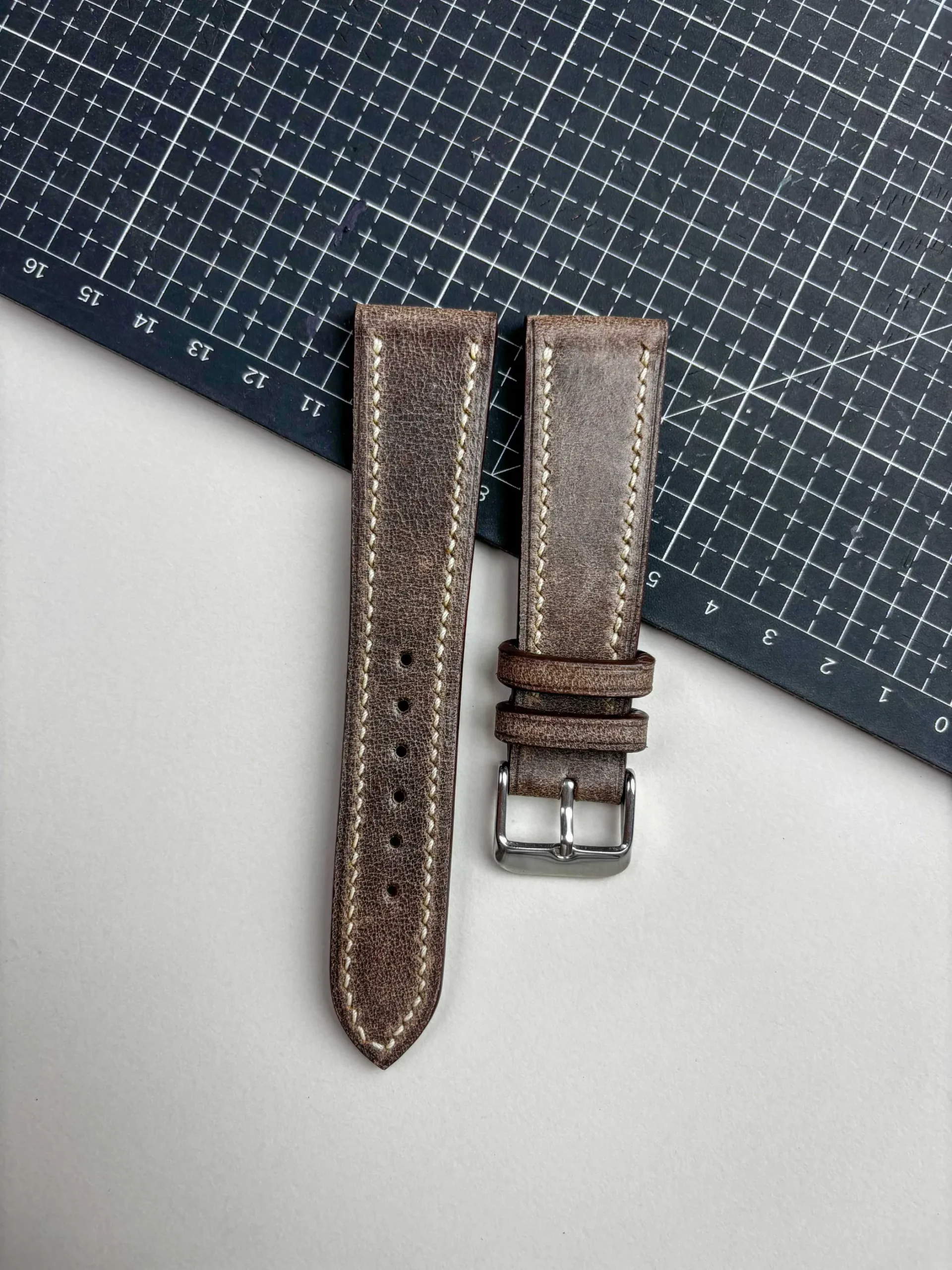 signature brown leather watch strap cream stitching signature brown leather watch strap cream stitching