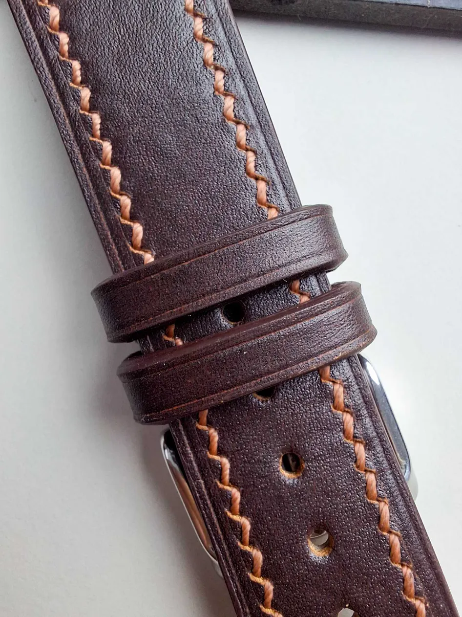 vintage brown capriati leather watch strap detail vintage brown capriati leather watch strap detail