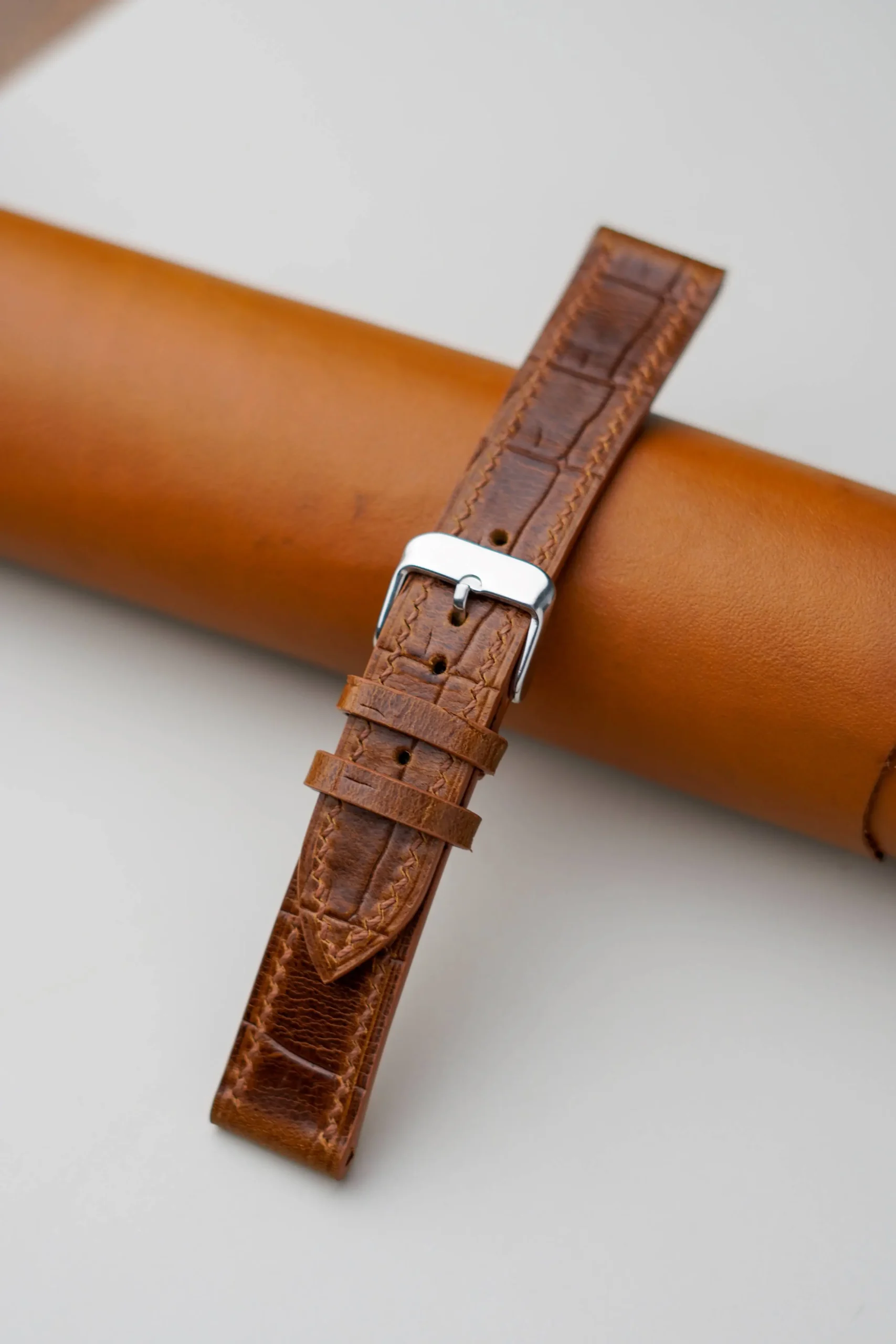 brown croco embossed strap full brown croco embossed strap full