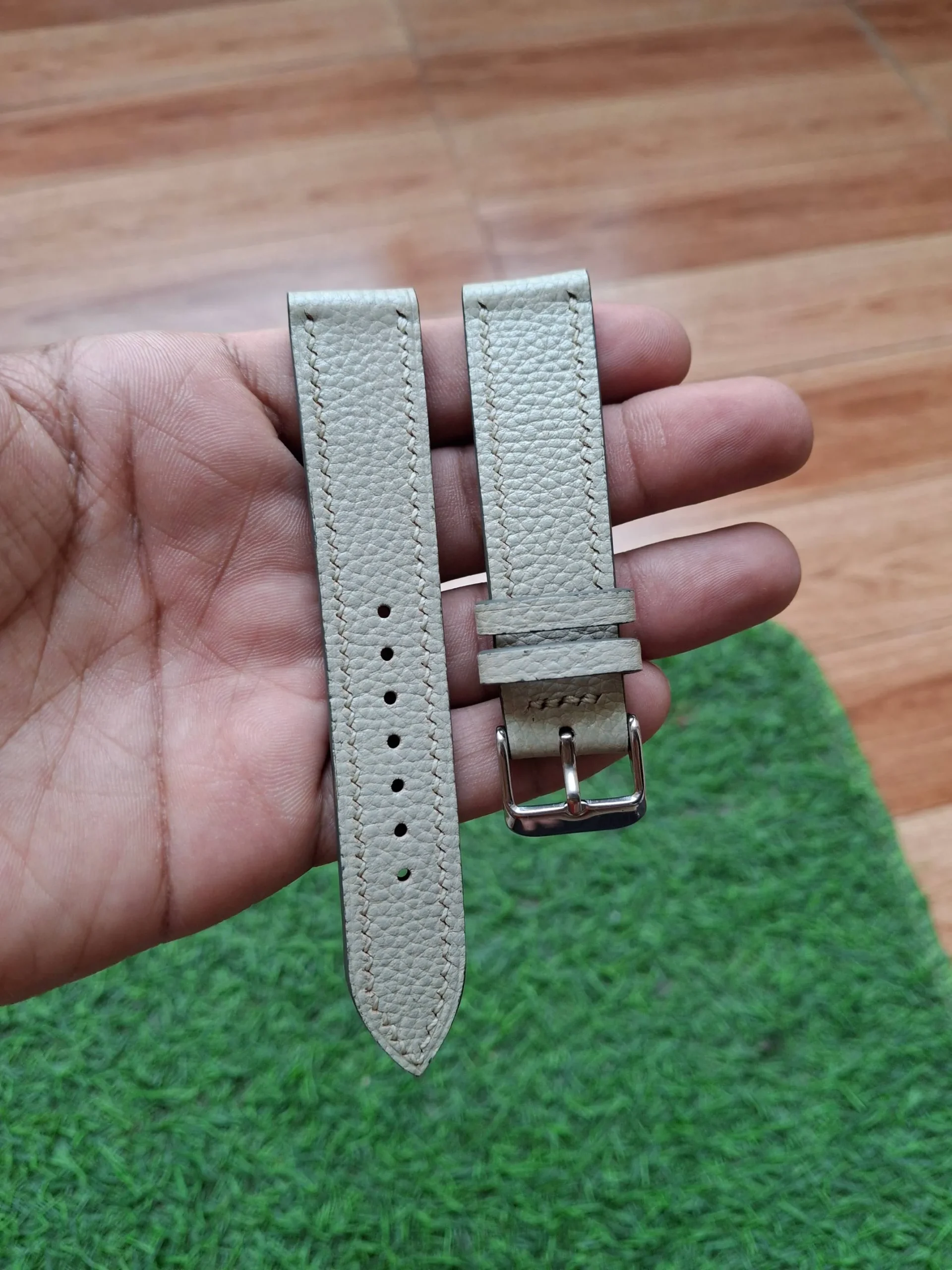 Pearl Textured Watch Strap Nakshara buckle worn on wrist